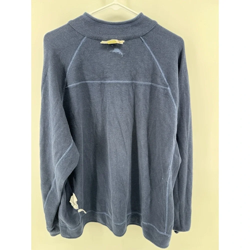 Tommy Bahama Mens Reversible 1/4 Zip Sweater Blue Heather‎ Sweatshirt Sz XL
